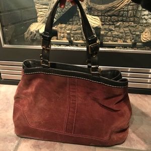 Coach Suede Maroon/Burgundy Handbag